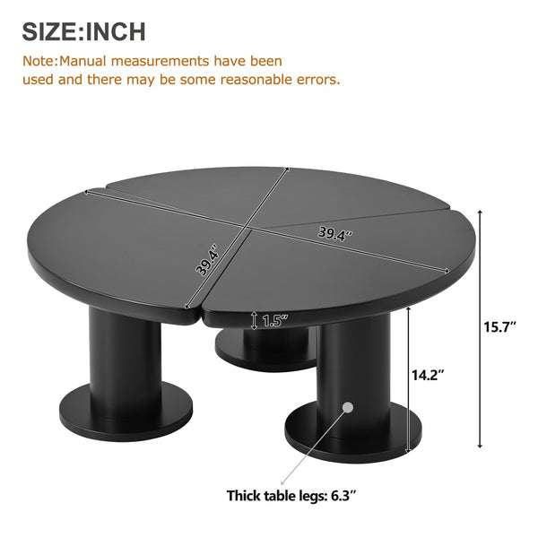 English Elm On-Trend 39.4'' Petal-Shaped Coffee Table - Minimalist Cream Center Table With Sturdy Three Legs N721P190396B-GIGA