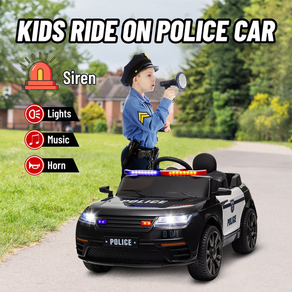 English Elm Qaba 12v Kids Police Ride on Car with Dual Motors Spring Suspension Parent Remote W2225P249904