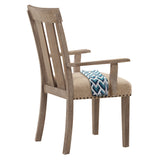 English Elm Beige and Maple Padded Arm Chair (Set Of 2)