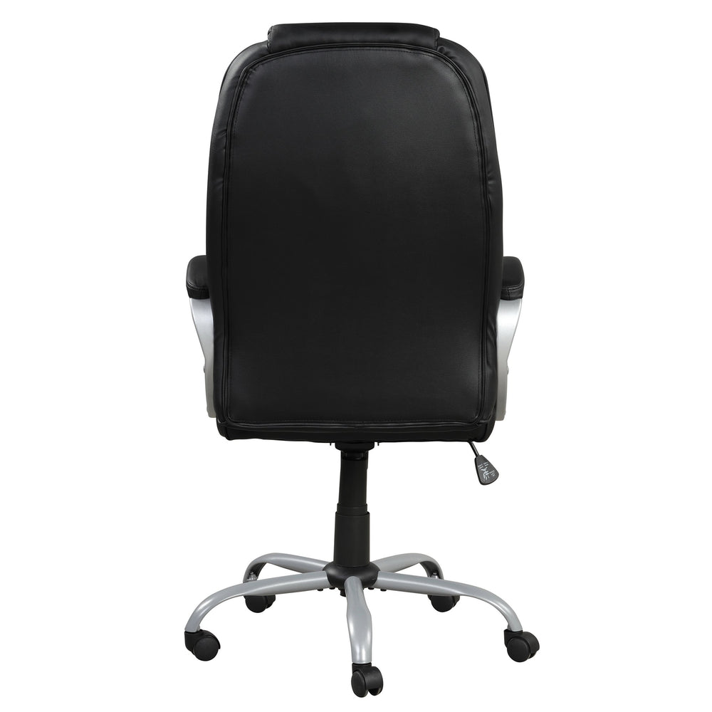 English Elm Faux Radcliff Height Adjustable Swivel Office Chair - Black PU Leatherette, Padded Arms, Ergonomic Comfort B2741P330106