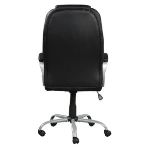 English Elm Faux Radcliff Height Adjustable Swivel Office Chair - Black PU Leatherette, Padded Arms, Ergonomic Comfort B2741P330106