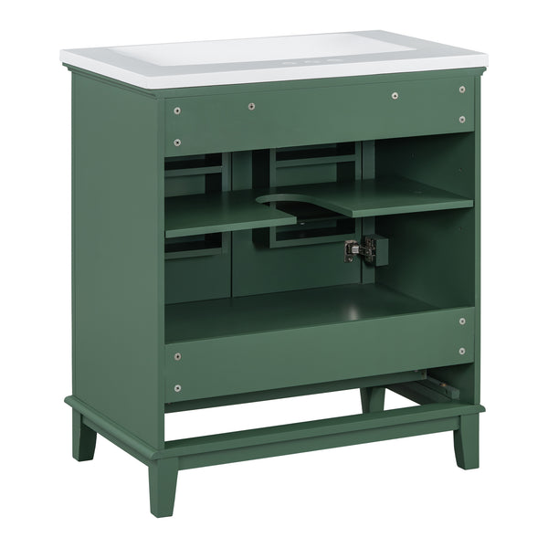 English Elm 30" Stylish Dark Green Bathroom Vanity With Sink Combo, Durable Mdf, Modern Design & Storage Solution SY999606AAF-6