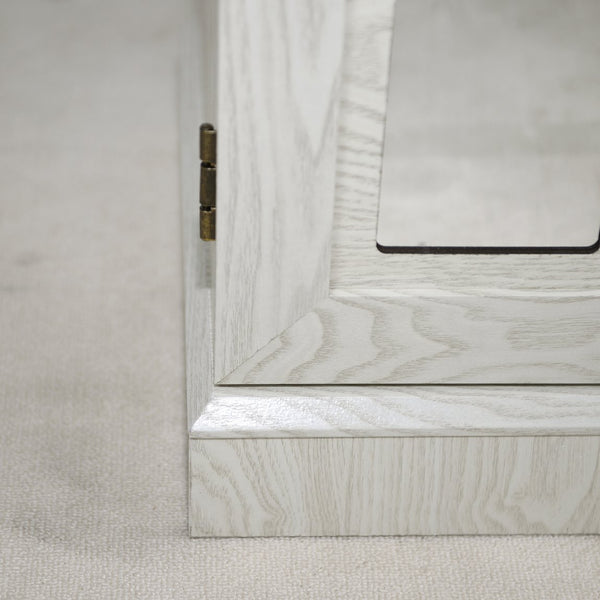 English Elm Storage Sideboard with Mirrored Acrylic Doors and Wood Grain Mdf Finish for Compact Rooms White W2899P372747