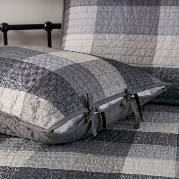 English Elm 6 Piece Reversible Plaid Daybed Cover Set with Herringbone Cabin Quilt, Twin Fit, Machine Washable Grey 17.72 L x 15.75 W x 7.48 H B035P266680