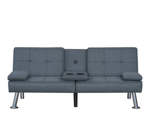 English Elm Modern Tufted Charcoal Futon Sofa Bed with Usb Charging and Built-in Cupholders B011P484416