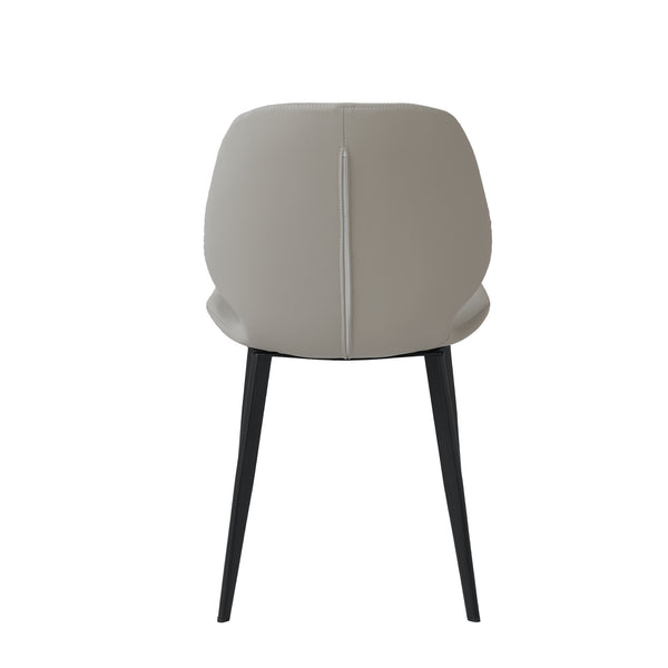 English Elm Modern Faux Leather Dining Chairs with Matte Black Legs Set of Two Gray Seating W1535P449724