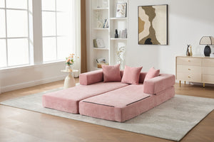 English Elm UNITED Folding Sofa Bed with Removable Cover Zipper, Chenille Memory Foam Sleeper for Small Spaces Pink W1568P293810
