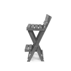 English Elm Harbor Point Recycled Hdpe Outdoor Folding Bar Stool Patio Deck All Season Seating Gray B2745P409648
