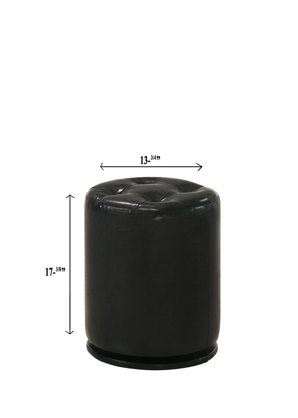 English Elm 1pc Glam Contemporary Upholstered Round Swivel Vanity Stool with Button Tufted Plush Seat, Luxe Comfort Black 14.17 L x 14.17 W x 17.52 H B2741P322610