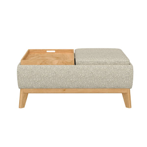 English Elm Wallace & Bay - Tan Reversible Tray Ottoman - Mid-Century Modern Tan Engineered Wood, Dual-Sided Tray Top, Low Profile Lounge 38x28x14 B2709P212478