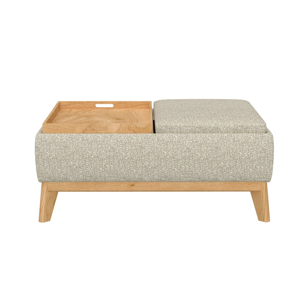 English Elm Wallace & Bay - Tan Reversible Tray Ottoman - Mid-Century Modern Tan Engineered Wood, Dual-Sided Tray Top, Low Profile Lounge 38x28x14 B2709P212478
