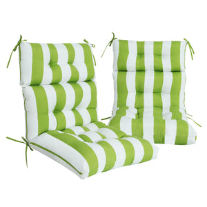 English Elm 2 Piece High Back Patio Chair Cushions Set, Tufted Reversible Outdoor Rocking & Adirondack Pads for Porch Seating Green W419P271776