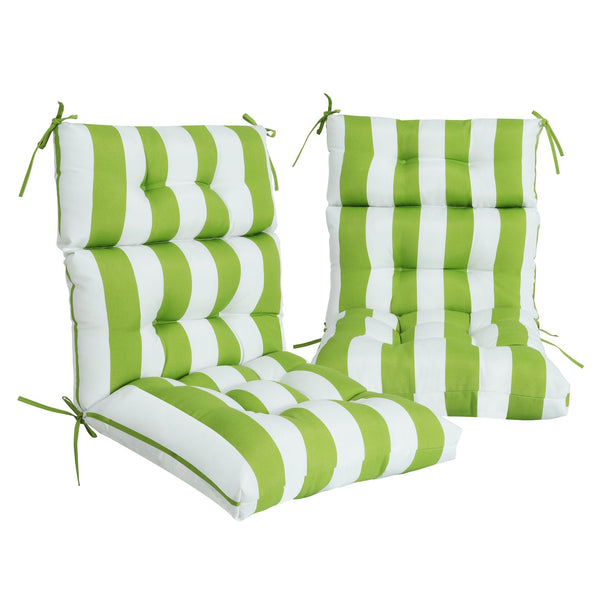 English Elm 2 Piece High Back Patio Chair Cushions Set, Tufted Reversible Outdoor Rocking & Adirondack Pads for Porch Seating Green W419P271776