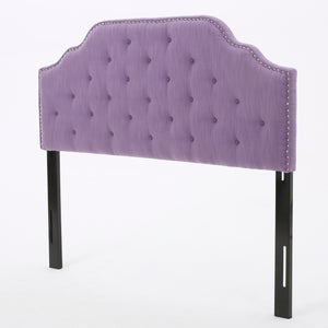 English Elm Tufted Queen Headboard with Nailhead Trim Solid Wood Frame and Adjustable Metal Legs Light Purple 57877.00LPUR