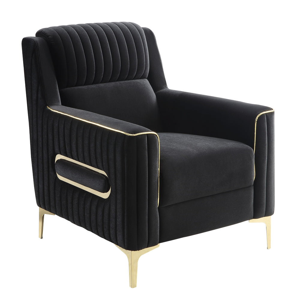 English Elm Ruby Upholstered Accent Chair with Birch Frame Gold Legs and Pocket Coil Comfort Black B009P447499