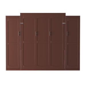 English Elm Full Full Size Murphy Bed with Two Wardrobes and Foldable Platform, Space-Saving Modern Guest Solution Walnut 84.9 L x 12 W x 7 H N733S235596D