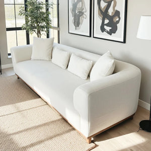 English Elm Richardson Velvet Sofa Scandinavian Minimalist Living Room Seat with Solid Wood Base Cream B183P493698