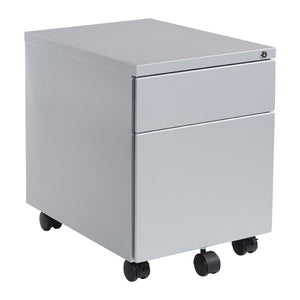 OSP Home Furnishings 22" Mobile Steel File Pedestal with Locking Drawers for Office or Standing Desk Use PM22BF-SV