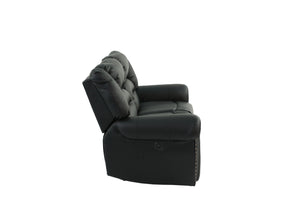 English Elm Plush Power Reclining Loveseat Bonded Leather Nailhead Trim Usb Port Seating B011P467627