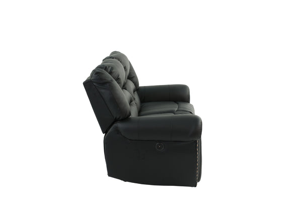 English Elm Plush Power Reclining Loveseat Bonded Leather Nailhead Trim Usb Port Seating B011P467627