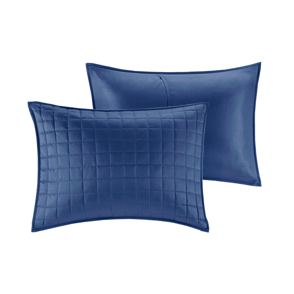 English Elm 8 Heritage Hotel Comforter and Quilt Set Full/Queen — Layered 8-Piece Microfiber Bedding with Decorative Pillows Navy 23.62 L x 18.9 W x 16.93 H B03597092