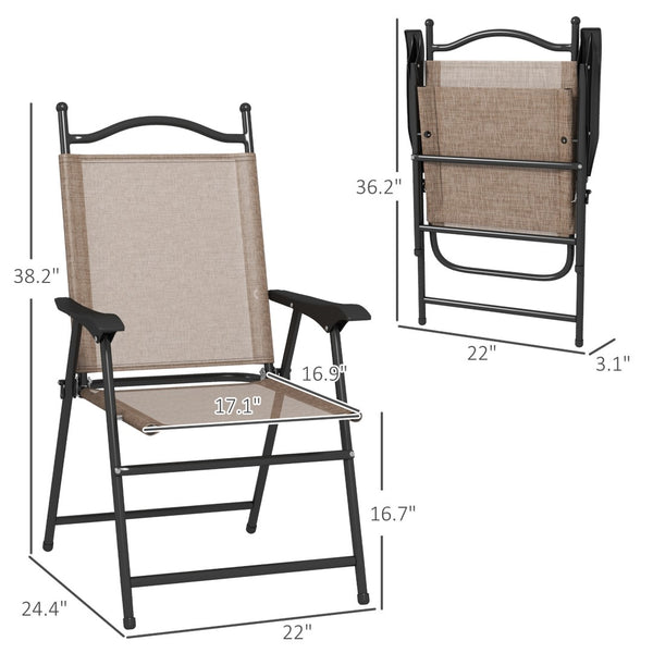 English Elm Outsunny Folding Patio Chairs Set Of 4 - Comfortable, Portable Camping Chairs With Armrests & Cup Holders W2225P174091-GIGA