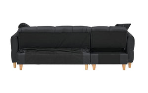English Elm 86.61 Modern Teddy Fabric Sofa Bed with Storage, Solid Wood Frame, Gold Legs, 500lb Capacity Black W1278S00069