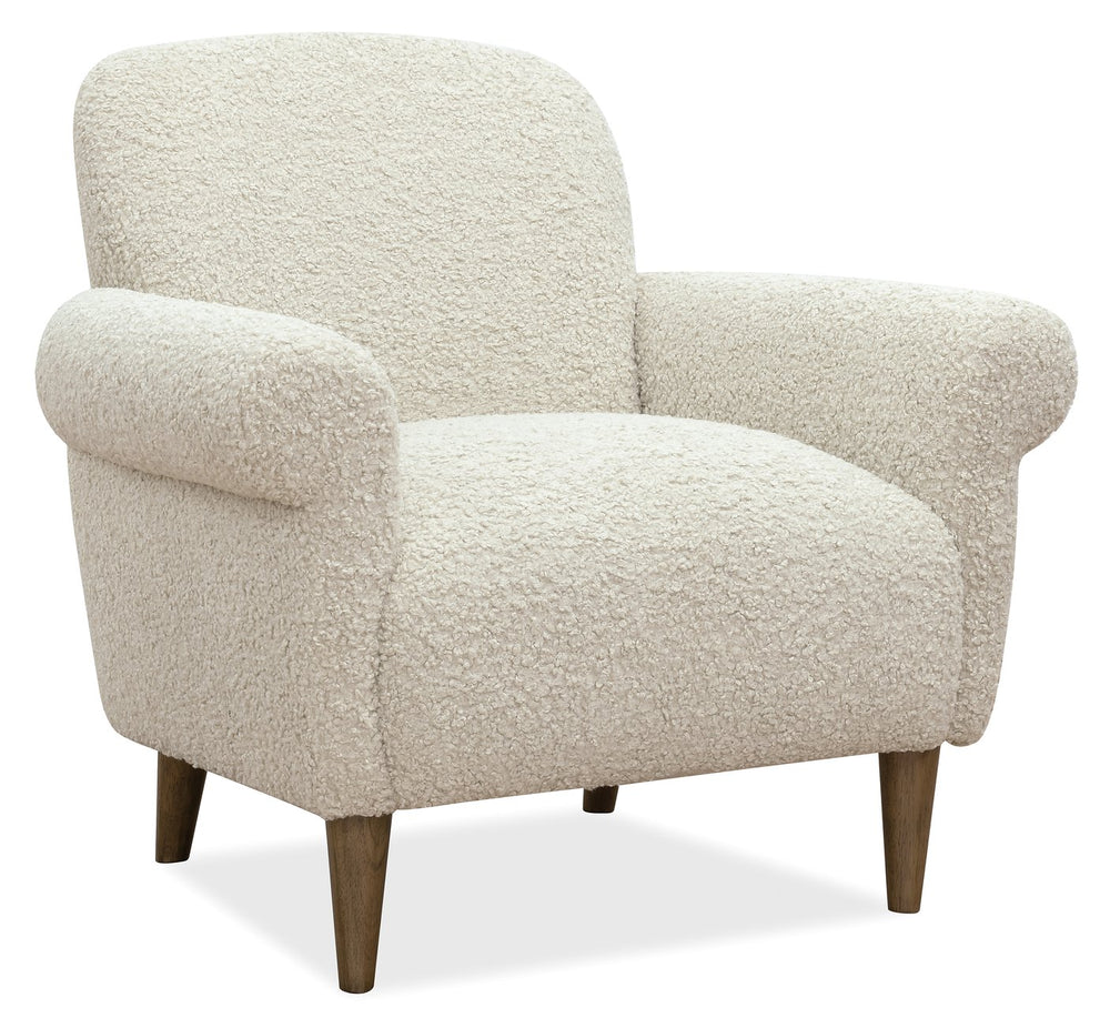 Hooker Furniture Leesa Boucle Club Chair with Rolled Arms Tapered Wood Legs for Living Room CC918-480