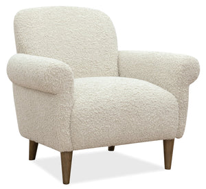 Hooker Furniture Leesa Boucle Club Chair with Rolled Arms Tapered Wood Legs for Living Room CC918-480