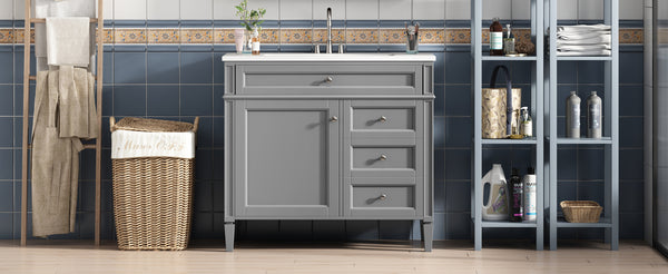 English Elm 36'' Modern Bathroom Vanity With Durable Sink, 2 Drawers & Tip-Out Tray For Stylish Storage Solutions N710S136004E