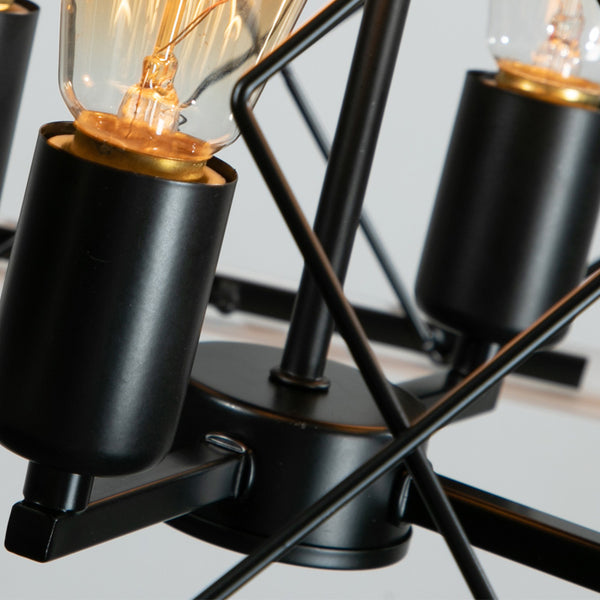 English Elm 16" Oak Industrial 4-Light Pendant Chandelier Rustic Metal Cage, Adjustable 0-40" Chain, E26 Bulb Ready W2312P368672