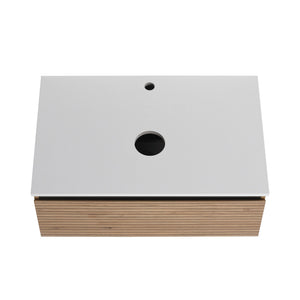English Elm 30'' Floating Wall Mounted Bathroom Vanity Plywood Build with Soft Close Drawer W999P285410