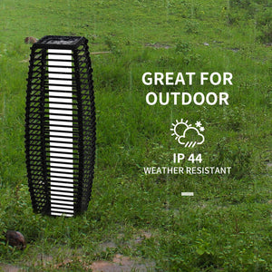 English Elm Outsunny Solar Rattan Pathway Lantern Outdoor Wicker Led Garden Light Auto Dusk W2225P174039