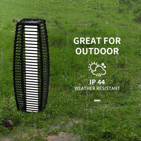English Elm Outsunny Solar Rattan Pathway Lantern Outdoor Wicker Led Garden Light Auto Dusk W2225P174039