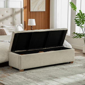 English Elm 60.2'' Chenille Tufted Flip Top Storage Bench with Rubberwood Legs for Bedroom W3118P462293