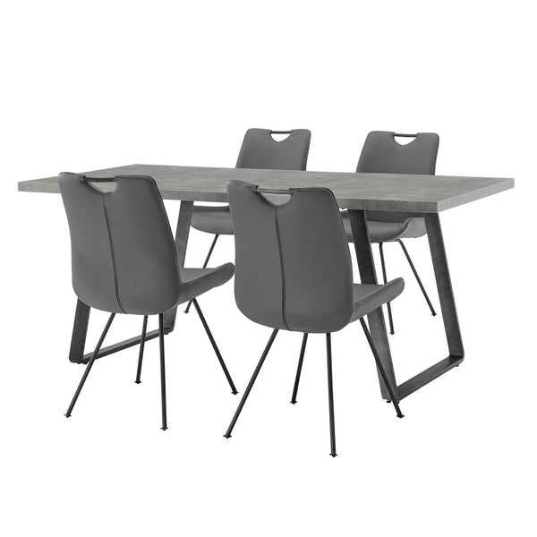 English Elm Palindra 5-Piece Modern Industrial Gray Dining Set With Comfortable Upholstered Chairs & Easy Care B2736S00006-GIGA