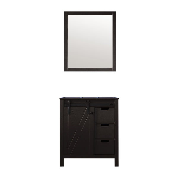 English Elm Brown Bath Vanity Set With Matching Mirror - 30" W Stylish Wooden Storage Solution For Your Bathroom B2731S00524