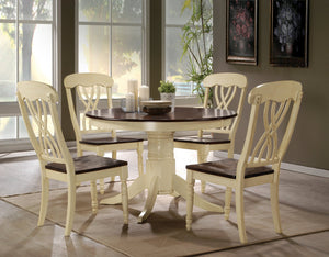 English Elm Dylan Buttermilk & Oak 5PC Dining Set - 45" Round Table, 2 Armless High-Back Chairs, Durable Wood Veneer B2726S00235