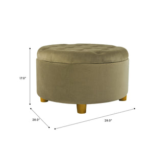 English Elm Jo Round Velvet Storage Ottoman Tufted Lift Top with Walnut Legs for Living Room Brown Multi B056P416971