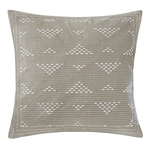 INK+IVY Cario Casual Embroidered Square Pillow II30-221 Taupe