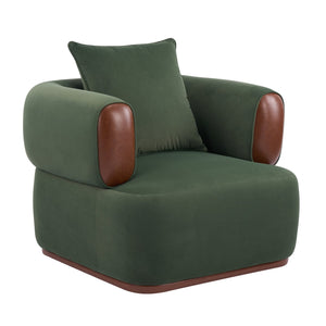English Elm Bblythe Velvet Accent Chair Wrap Around Backrest Solid Wood Frame Cozy Reading Nook Sage N776P418607S