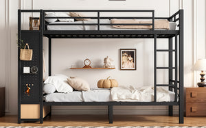 English Elm Full Size Pine Loft Bed House Frame with Slide Bookshelves and Moon Star Rails W1580S00589