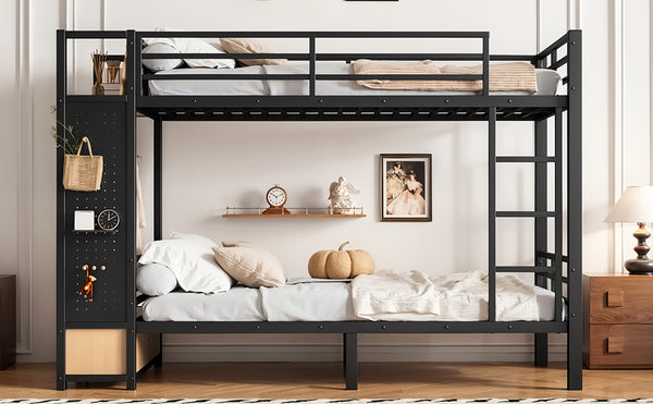 English Elm Full Size Pine Loft Bed House Frame with Slide Bookshelves and Moon Star Rails W1580S00589