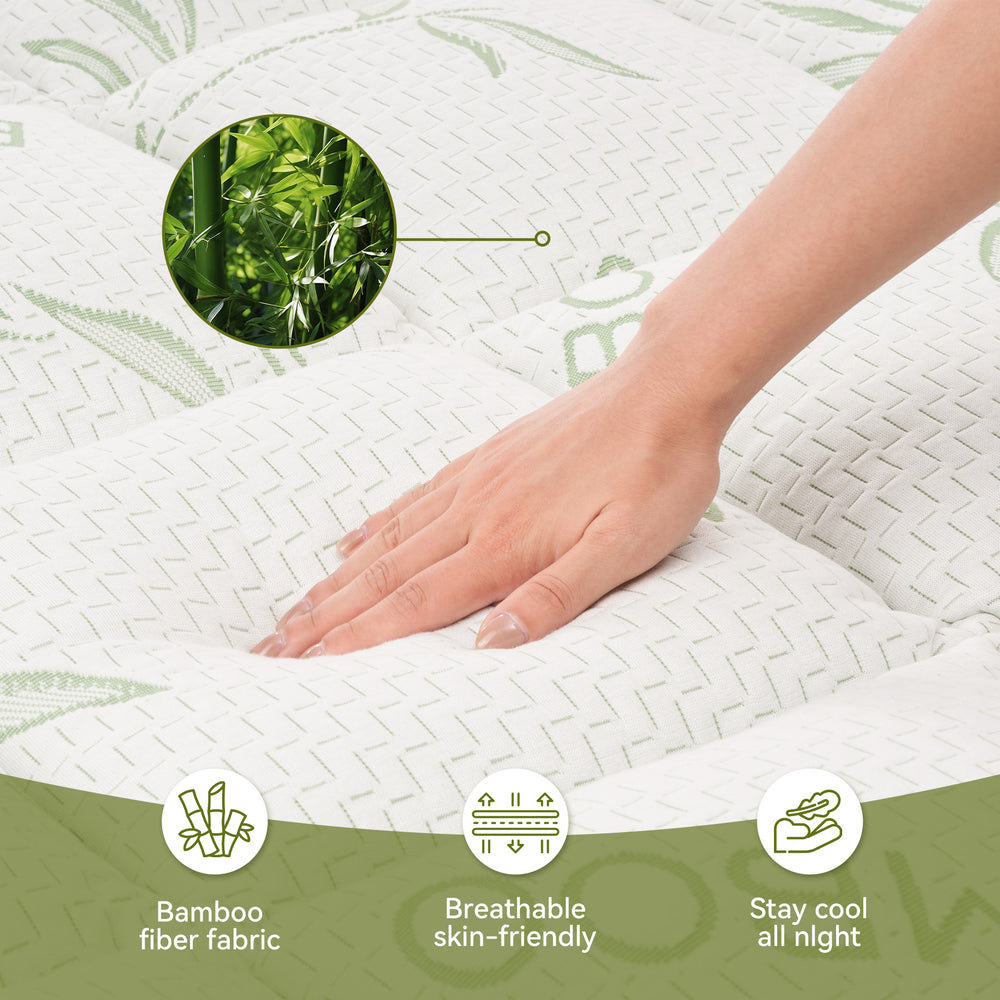 English Elm Bamboo Waterproof Mattress Protector Queen - 21" Deep Pocket, 1000g Plush Fill, Quiet TPU Barrier T3950P399703
