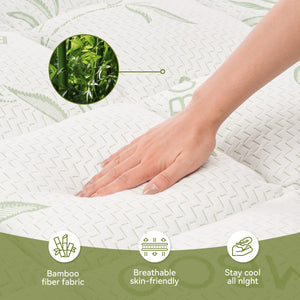 English Elm Bamboo Waterproof Mattress Protector Queen - 21" Deep Pocket, 1000g Plush Fill, Quiet TPU Barrier T3950P399703