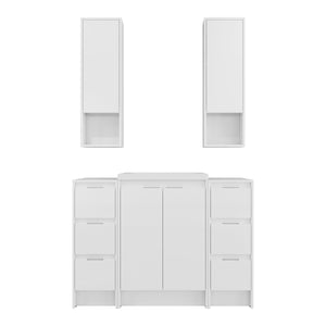 English Elm 48" Freestanding Bathroom Vanity With Resin Sink & Ample Storage, Soft-Close Doors, Glossy White Finish W999S00426