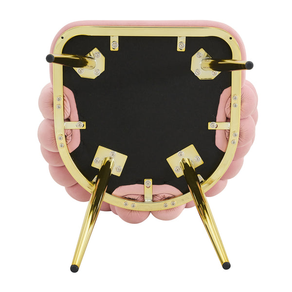 English Elm Modern Velvet Bubble Back Dining Accent Chair Set Glam Sculpted Upholstered Seating Gold,Pink W3875P446132