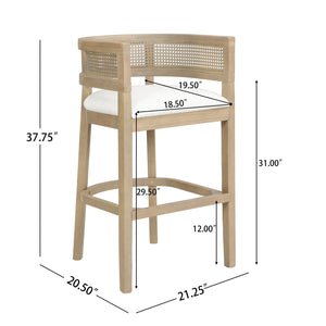 English Elm Christopher Knight Home® - Wood Upholstered Arm Bar Stools Set Of 2 - Beige & Walnut Finish, Perfect For Cozy Kitchen Spaces! N771P265581A