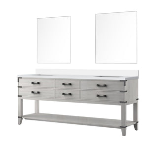 English Elm White Oak Double Bath Vanity Set With Cultured Marble Top, Mirrors & Ample Storage For Modern Elegance B2731S01654-GIGA