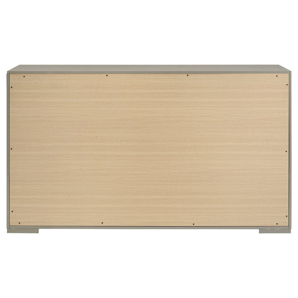 English Elm Pierce Six Drawer Diamond Embossed Dresser with Sleek High Sheen Finish for Modern Bedrooms Grey B062P447670